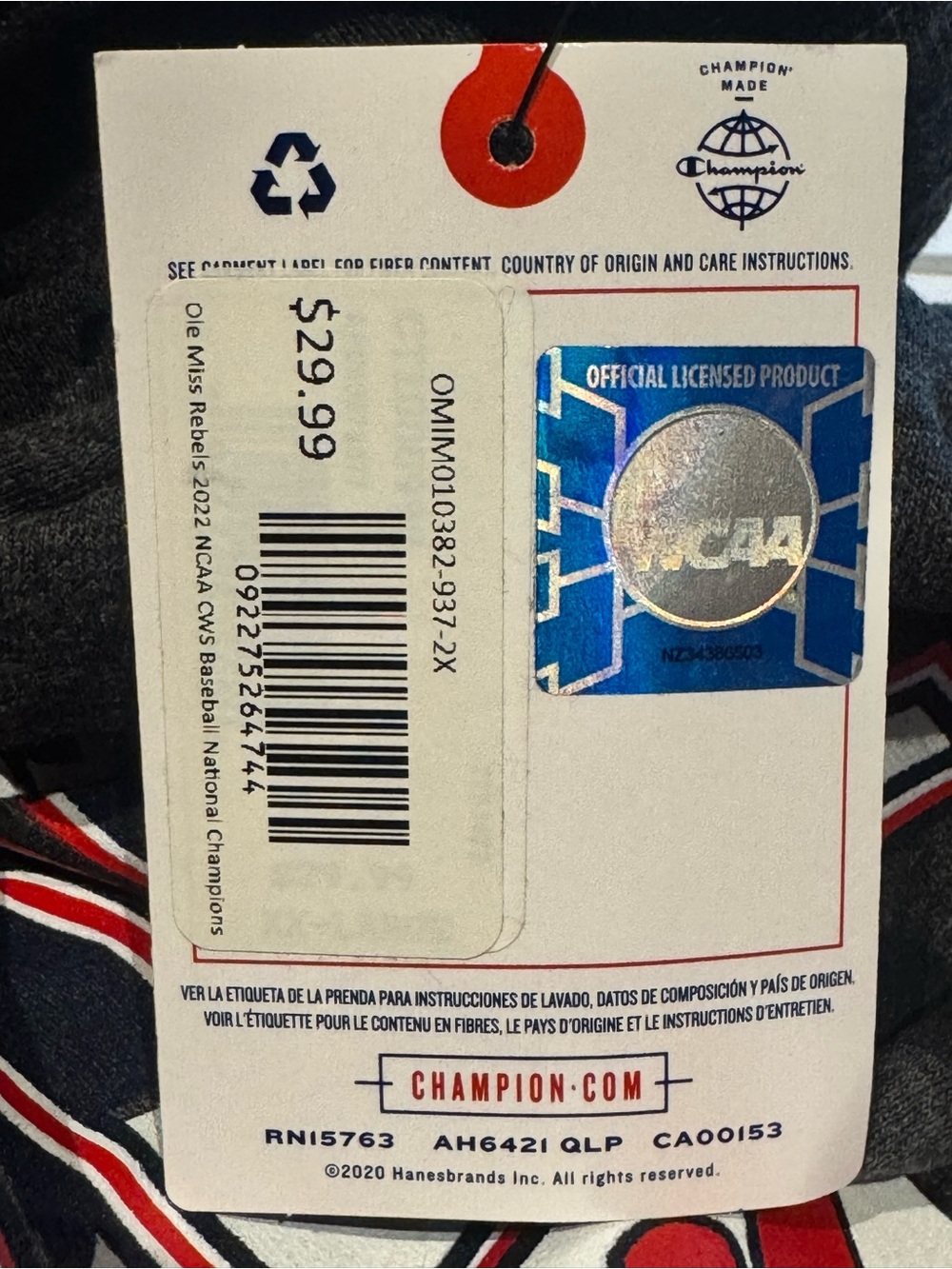 Ole Miss 2022 College World Series Champion Locker Room Tee - XXL - Sealed - NWT - Picture 6 of 6